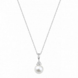 Collier or blanc 375/1000ème et perle de culture