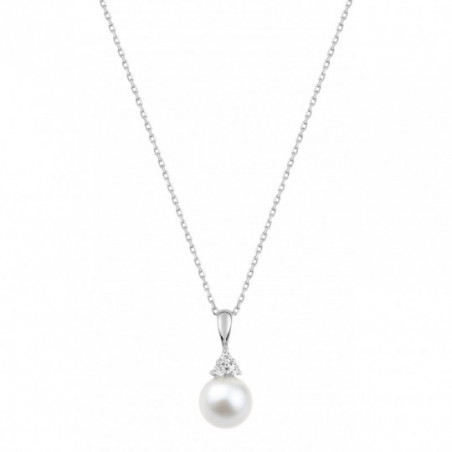 Collier or blanc 375/1000ème et perle de culture