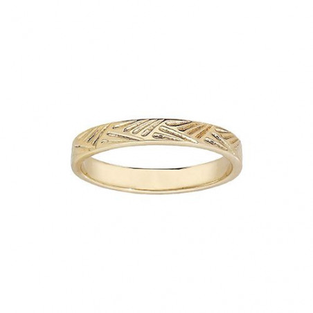 Alliance plaqué or 750/100ème ruban motif plume