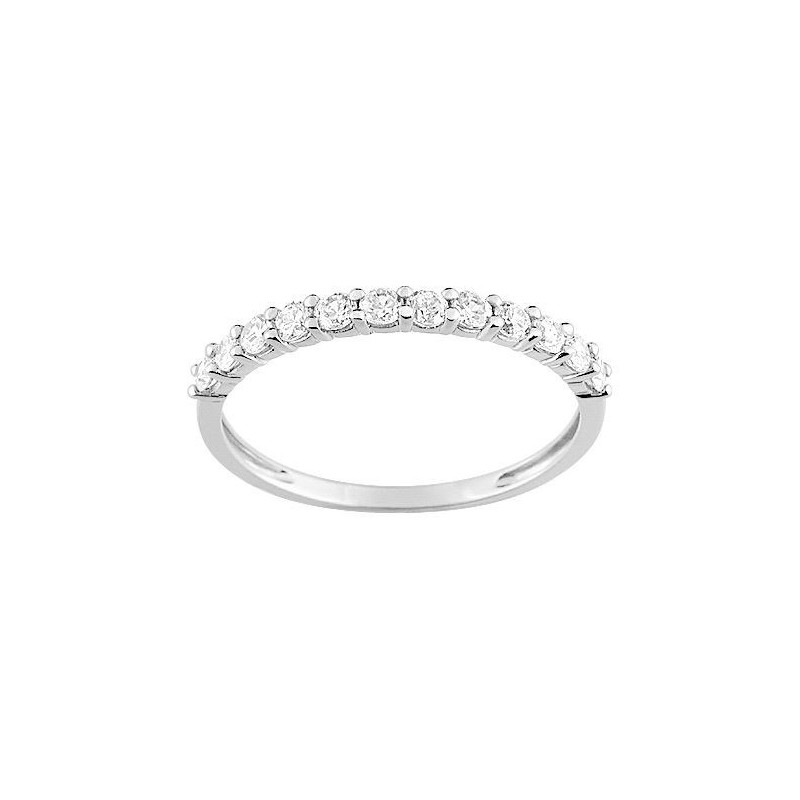 Alliance demi tour oxydes en or blanc