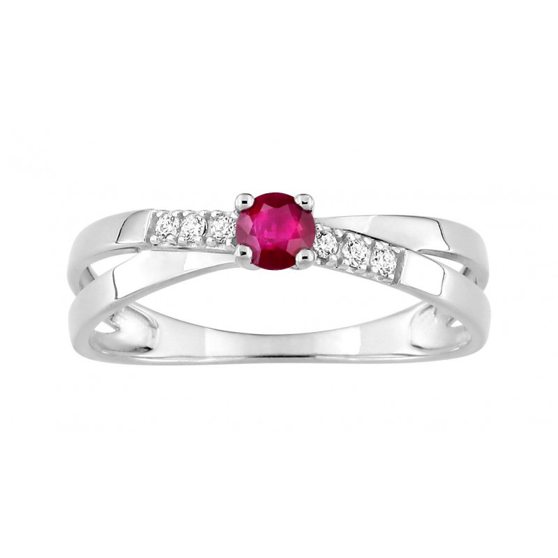 Bague or blanc et rubis