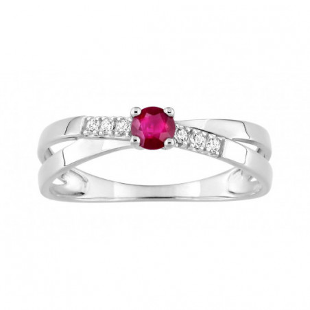 Bague or blanc et rubis