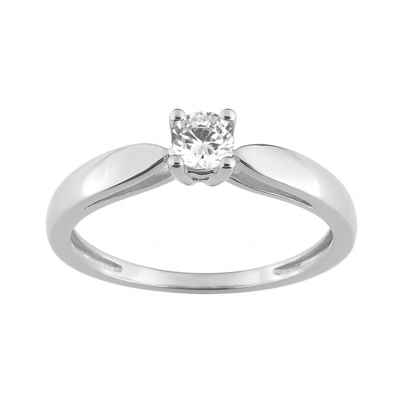 Bague solitaire diamant or blanc