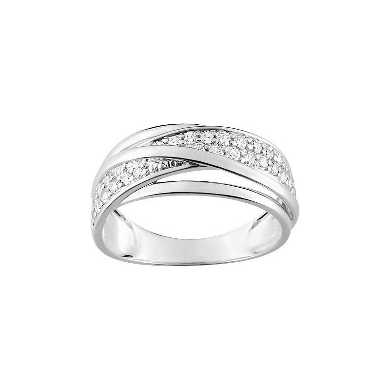 Bague or blanc et oxydes de zirconium