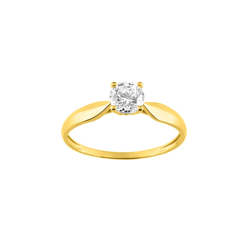 Bague solitaire or jaune et oxyde.