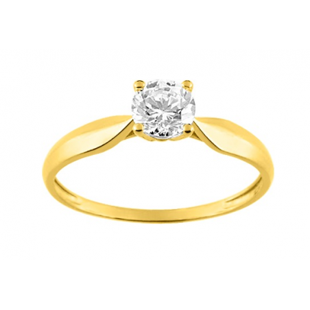 Bague solitaire or jaune et oxyde.