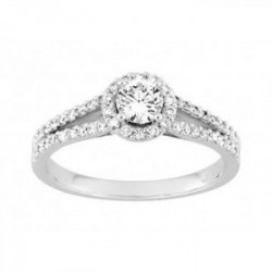 Solitaire accompagné diamant or blanc