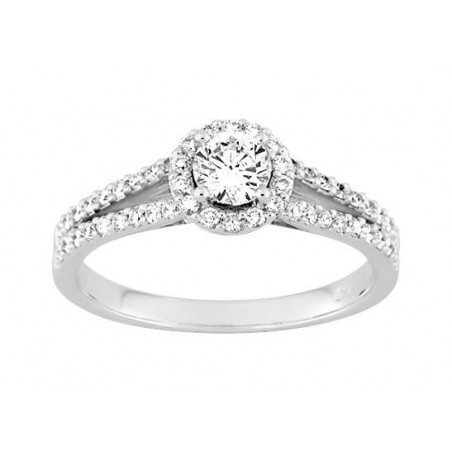 Solitaire accompagné diamant or blanc