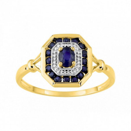 Bague entourage rétro saphir