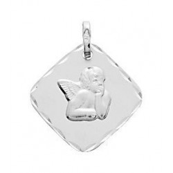 Médaille ange or blanc 375/1000ème
