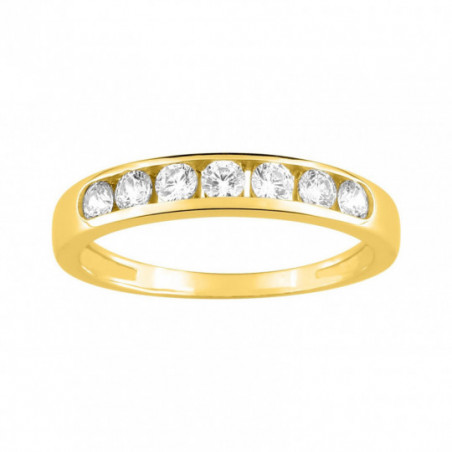 Bague demi tour oxydes de zirconium or jaune
