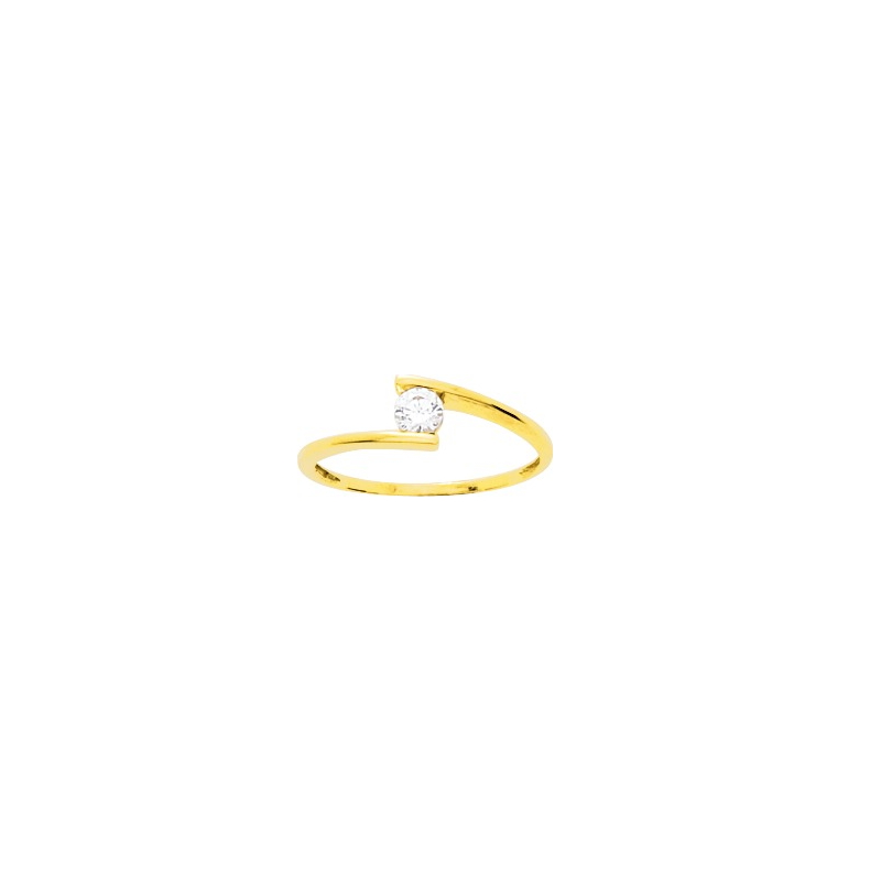 Bague or jaune et oxyde de zirconium