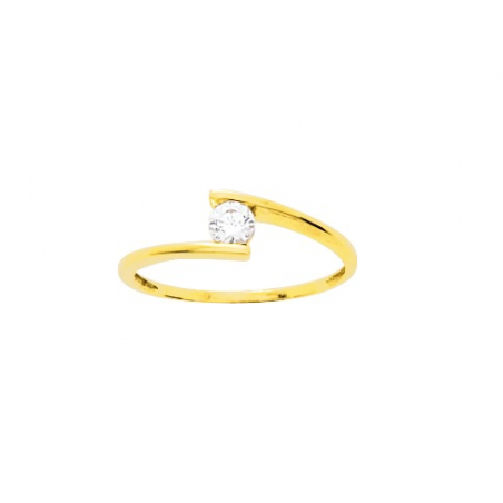 Bague or jaune et oxyde de zirconium