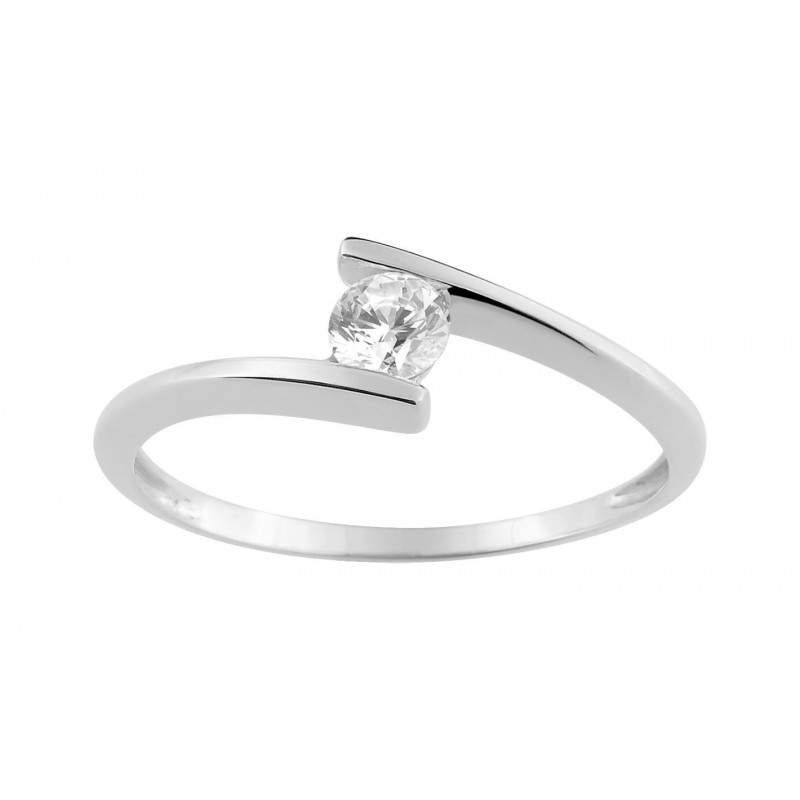 Bague or blanc et oxyde de zirconium