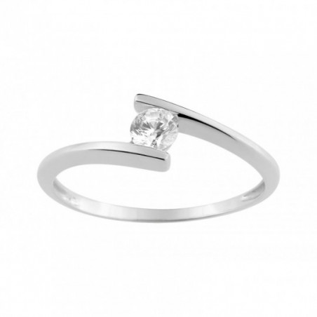 Bague or blanc et oxyde de zirconium