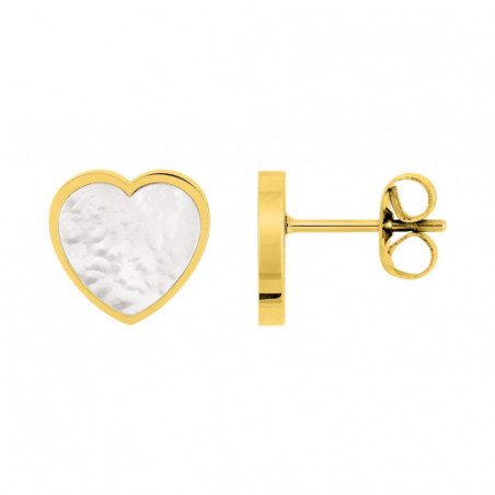 Boucles d'oreilles  coeur acier doré