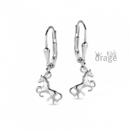 Boucles d'oreilles dormeuses argent chevaux.