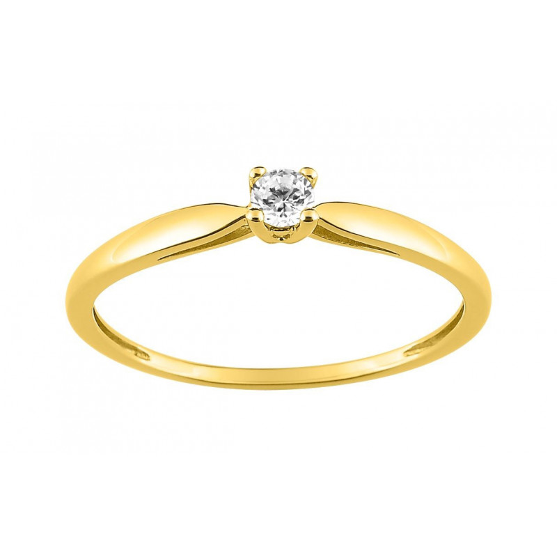 Bague solitaire diamant or jaune 750/1000ème