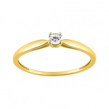 Bague solitaire diamant or jaune 750/1000ème