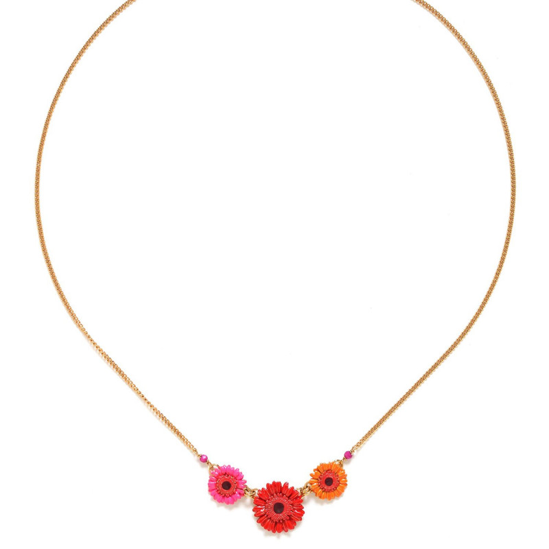 Collier court Franck Herval RUBY 3 fleurs