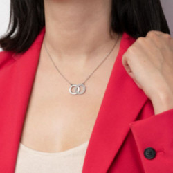 Collier femme Lotus acier double anneau et strass
