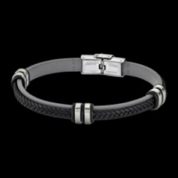 Bracelet homme Lotus cuir gris et noir