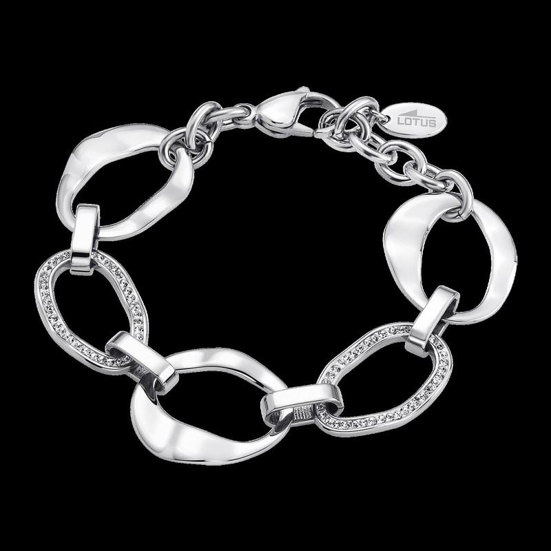 Bracelet femme Lotus acier et strass
