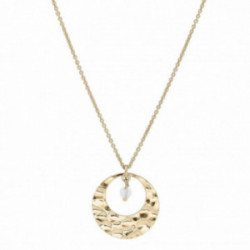 Collier plaqué or pendant rond martelé