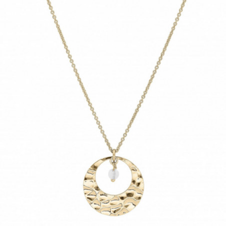 Collier plaqué or pendant rond martelé