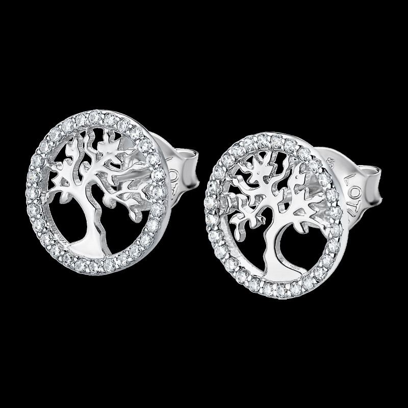 Boucles d'oreilles Lotus Silver arbre de vie et pxydes