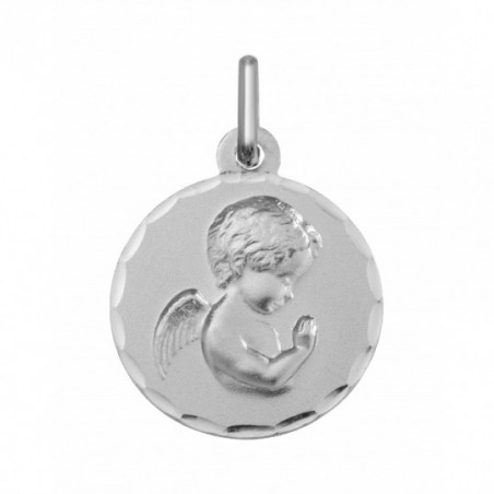 Médaille ange or blanc 375/1000ème