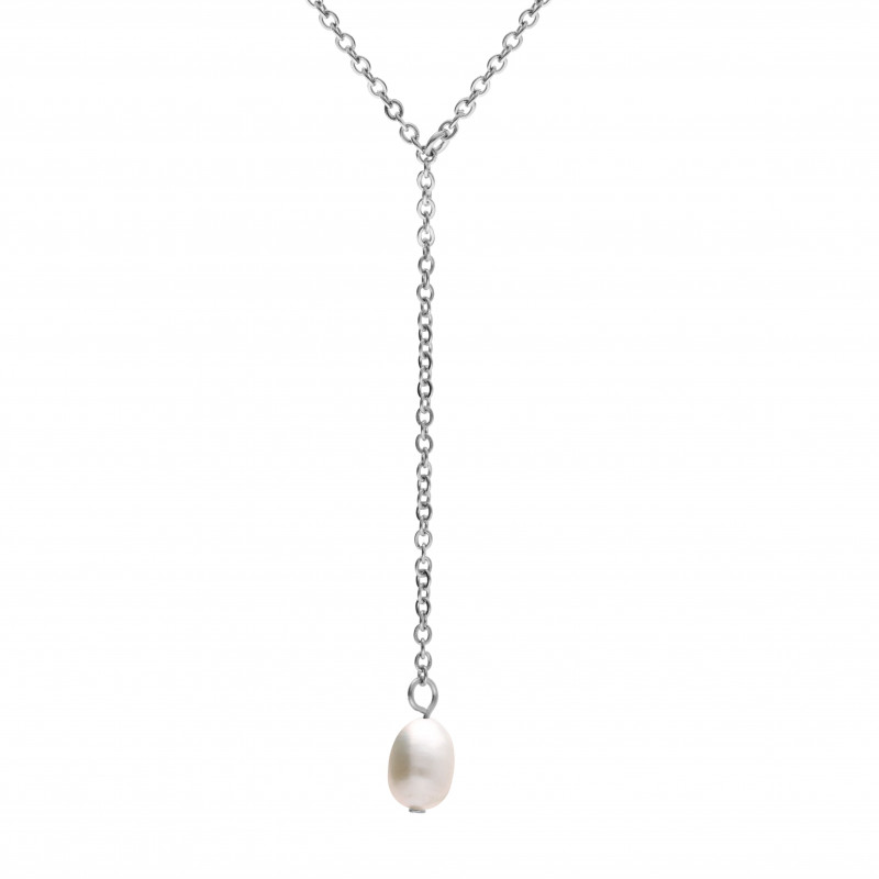 Collier acier et perle de culture