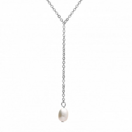 Collier acier et perle de culture