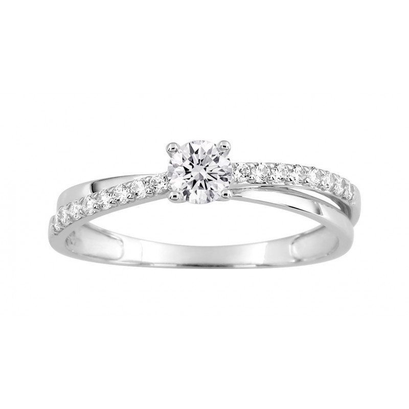 Bague solitaire or blanc 375/1000 ème