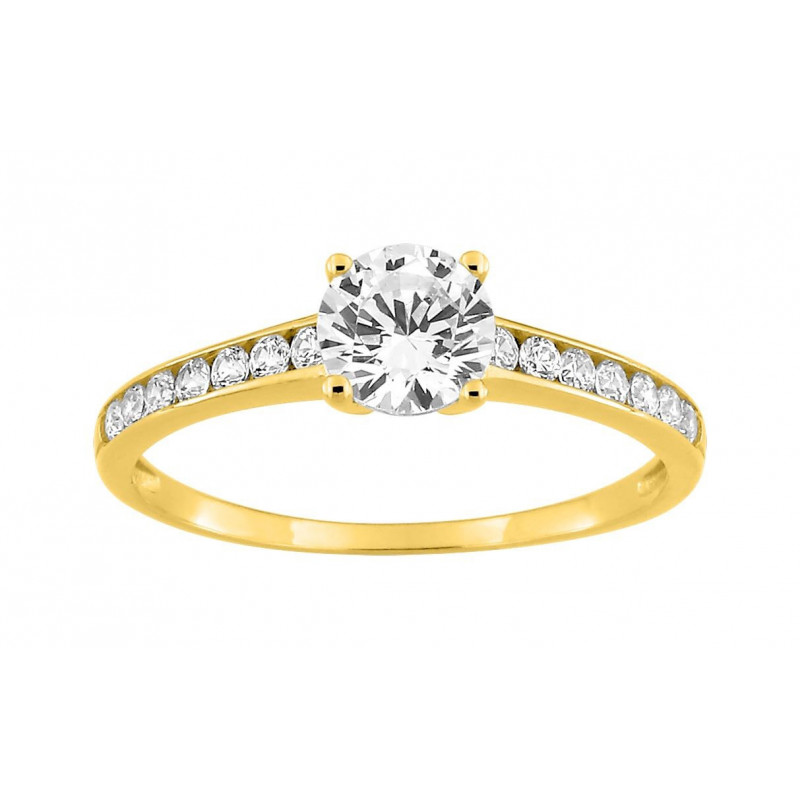 Bague solitaire or jaune 375/1000 ème
