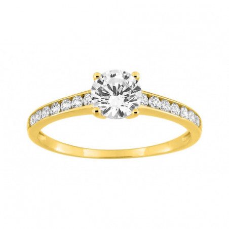Bague solitaire or jaune 375/1000 ème