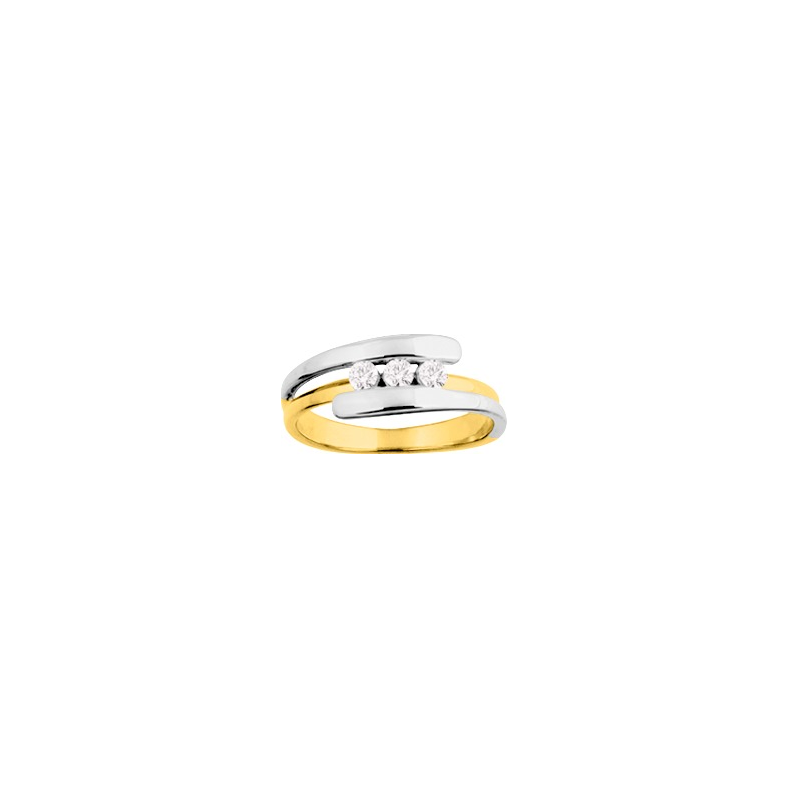 Bague trilogie or 375/1000ème bicolore