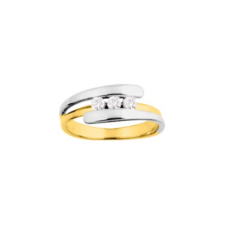Bague trilogie or 375/1000ème bicolore