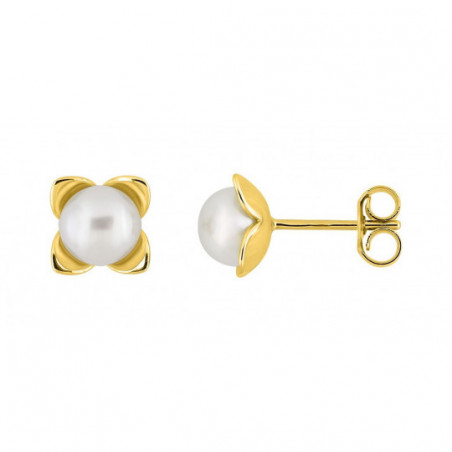 Boucles d'oreilles perles or 375/1000ème
