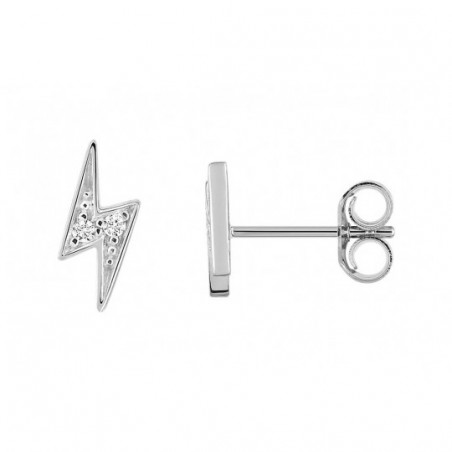 Boucles d'oreilles éclair or blanc 375/1000ème