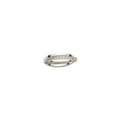 Alliance double anneau fantaisie or blanc