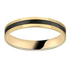 Alliance homme or jaune et carbone