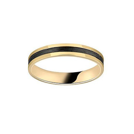 Alliance homme or jaune et carbone