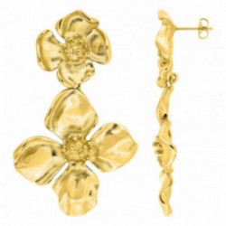 Boucles d'oreilles fleur acier doré