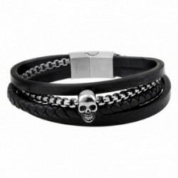 Bracelet acier et cuir homme.